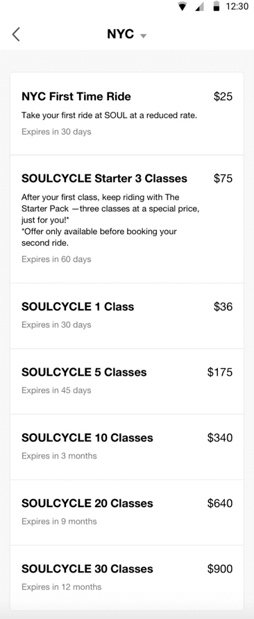 Buy packages of classes and save a few bucks.