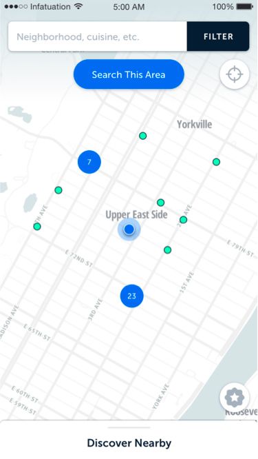We worked with the MapBox SDK to implement clustering of restaurants to keep the map from getting cluttered.