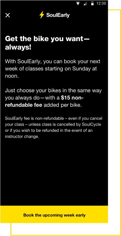 SoulCycle - book the upcoming week early